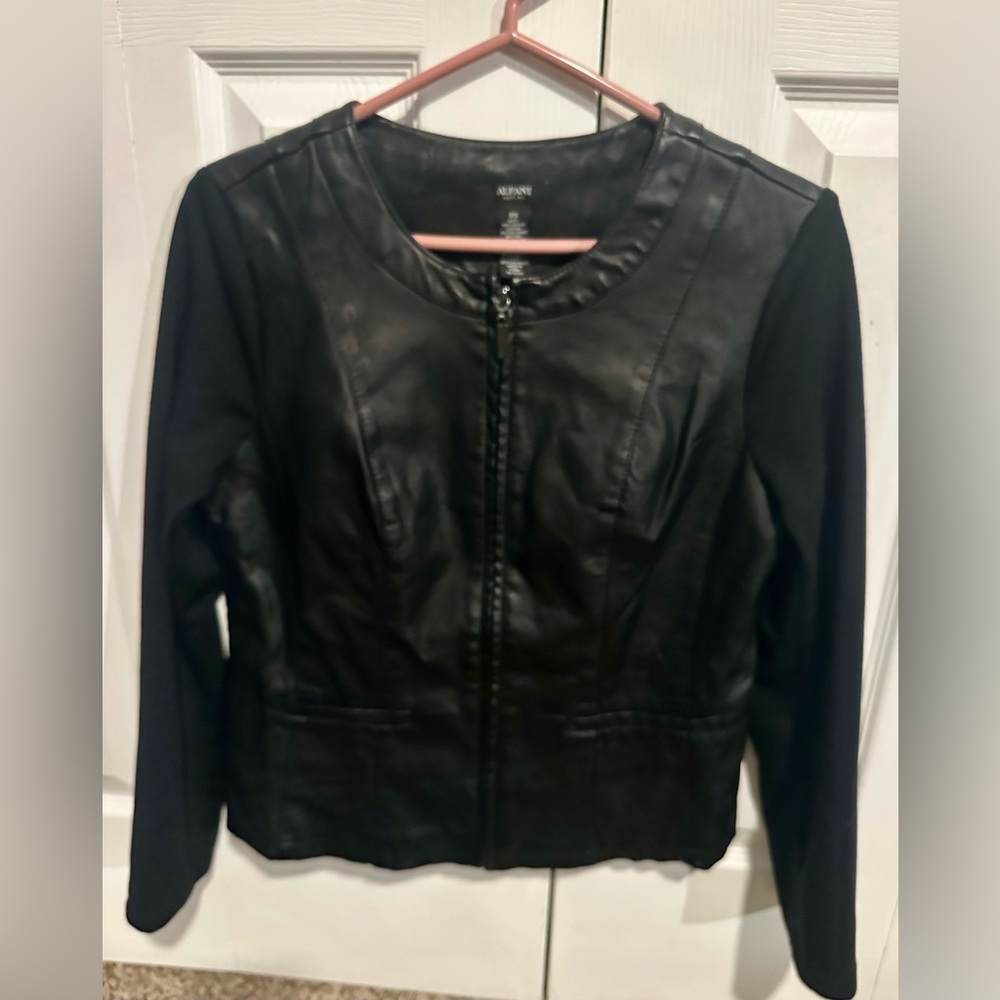 Alfani Petite Faux Black Leather Sweater